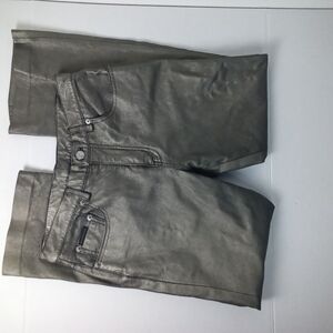 Calvin Klein Nappa Leather Jeans Vintage Pewter 5 Pocket Mid Rise Y2K Size 8